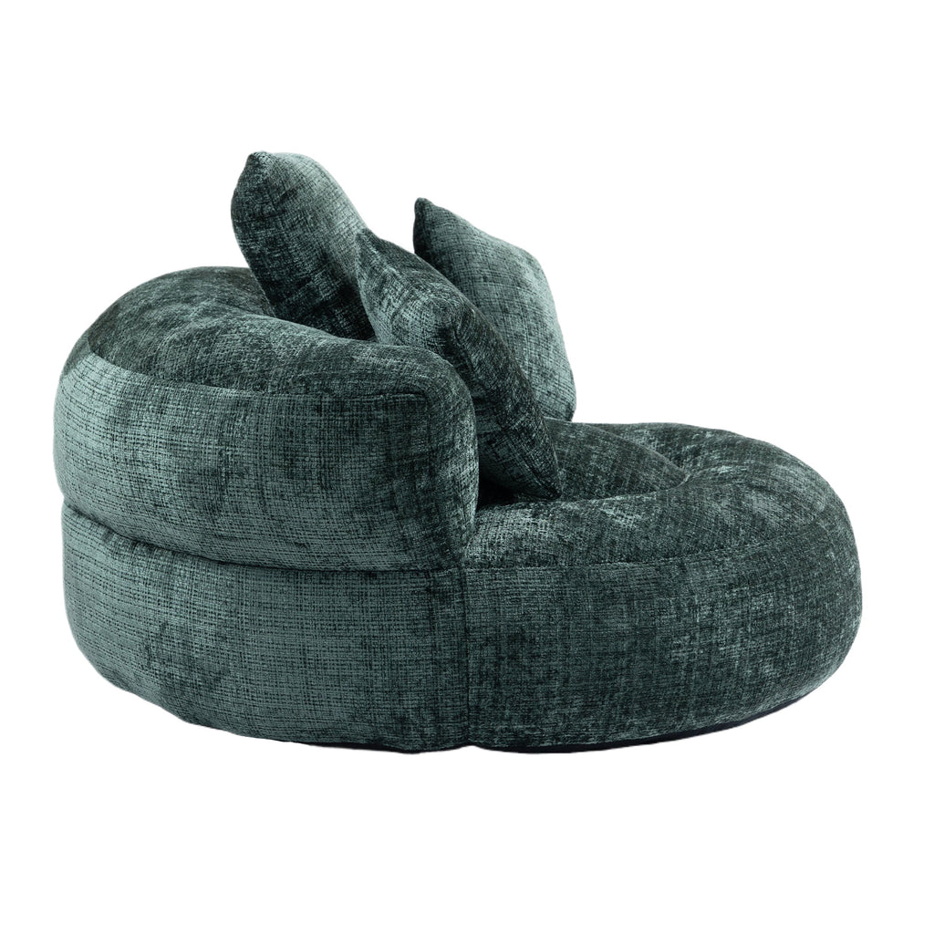 Emerald Chenille High Back Bean Bag Chair Couch with Three Pillows, Indoor & Outdoor, Single Gaming Sofa for Bedroom and Office