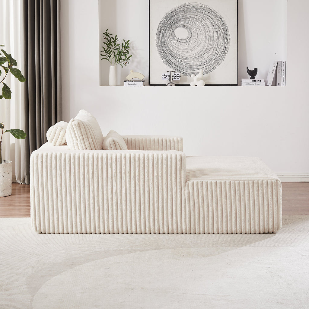 75-Inch Corduroy Sponge Sofa Lounge Chair,No Assembly Required,Fluffy Modern Sleeper Chair for Indoor Living Room Bedroom