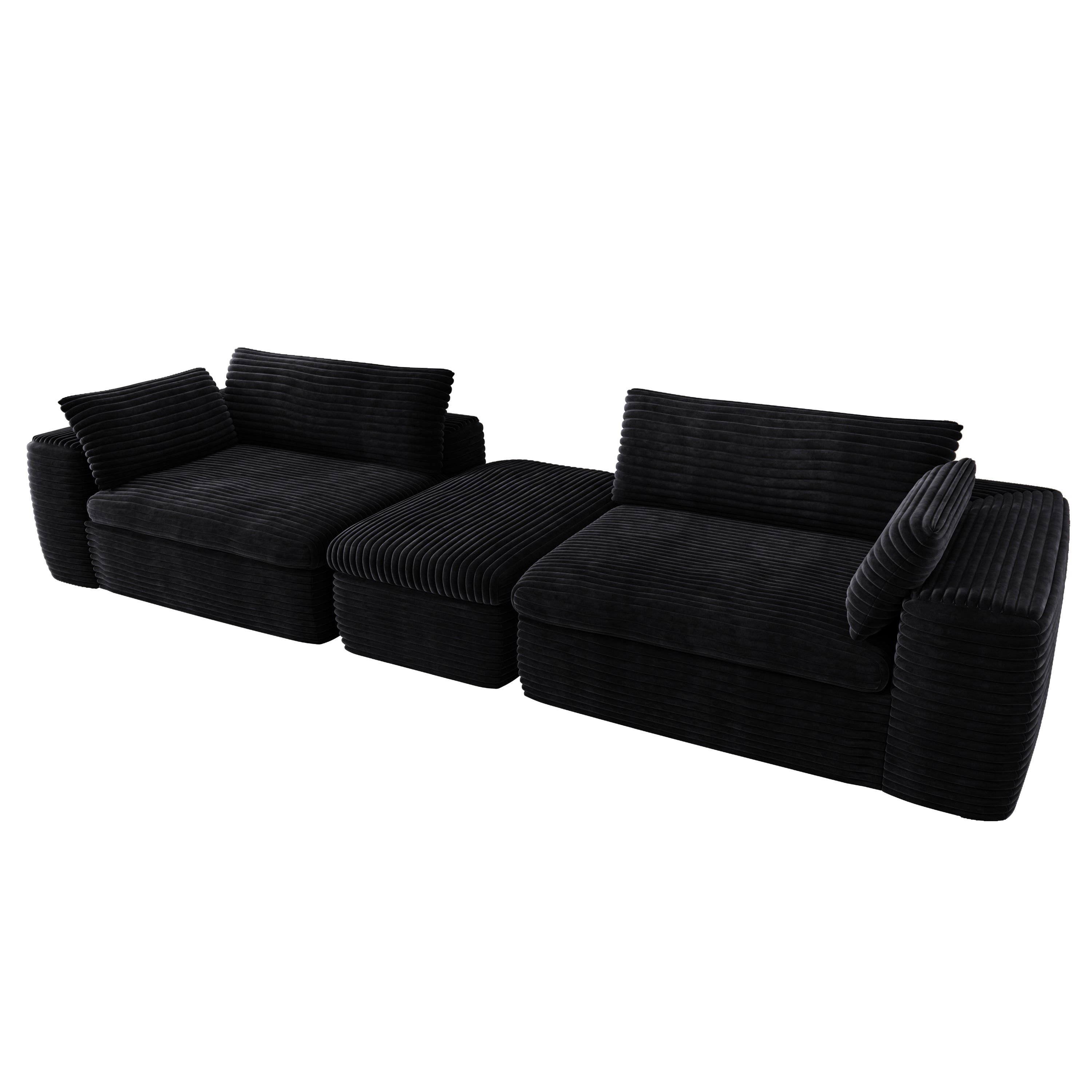 Cloud Sectional Couch with L-Shape Chaise,Modern Modular Sofa with Deep Seat, Upholstered Couches for Living Room Bedroom,No Assembly Required, Black (Corduroy Fabric)
