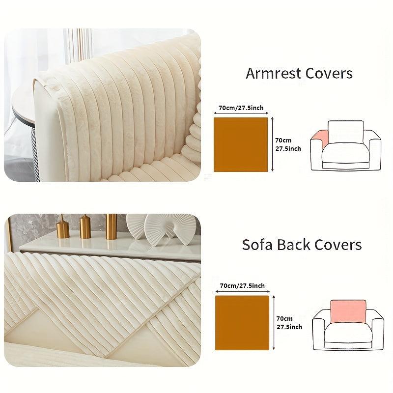 Luxurious Rabbit Fur Sofa Slipcover | Non-Slip Light Grey for dog use