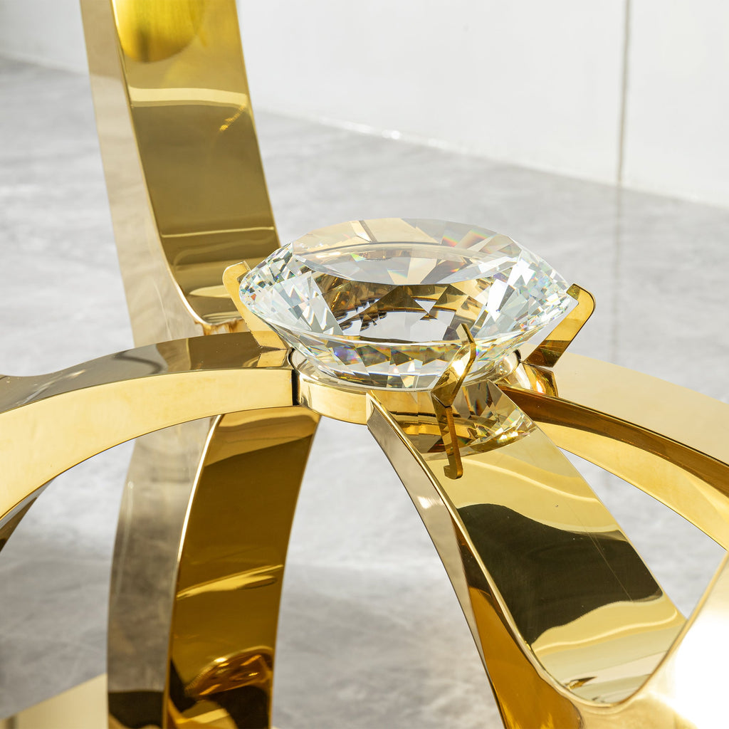70.08 in. Tempered Clear Glass Rectangular Dining Table with Gold Stainless Steel Base, 0.47 in. Thickness