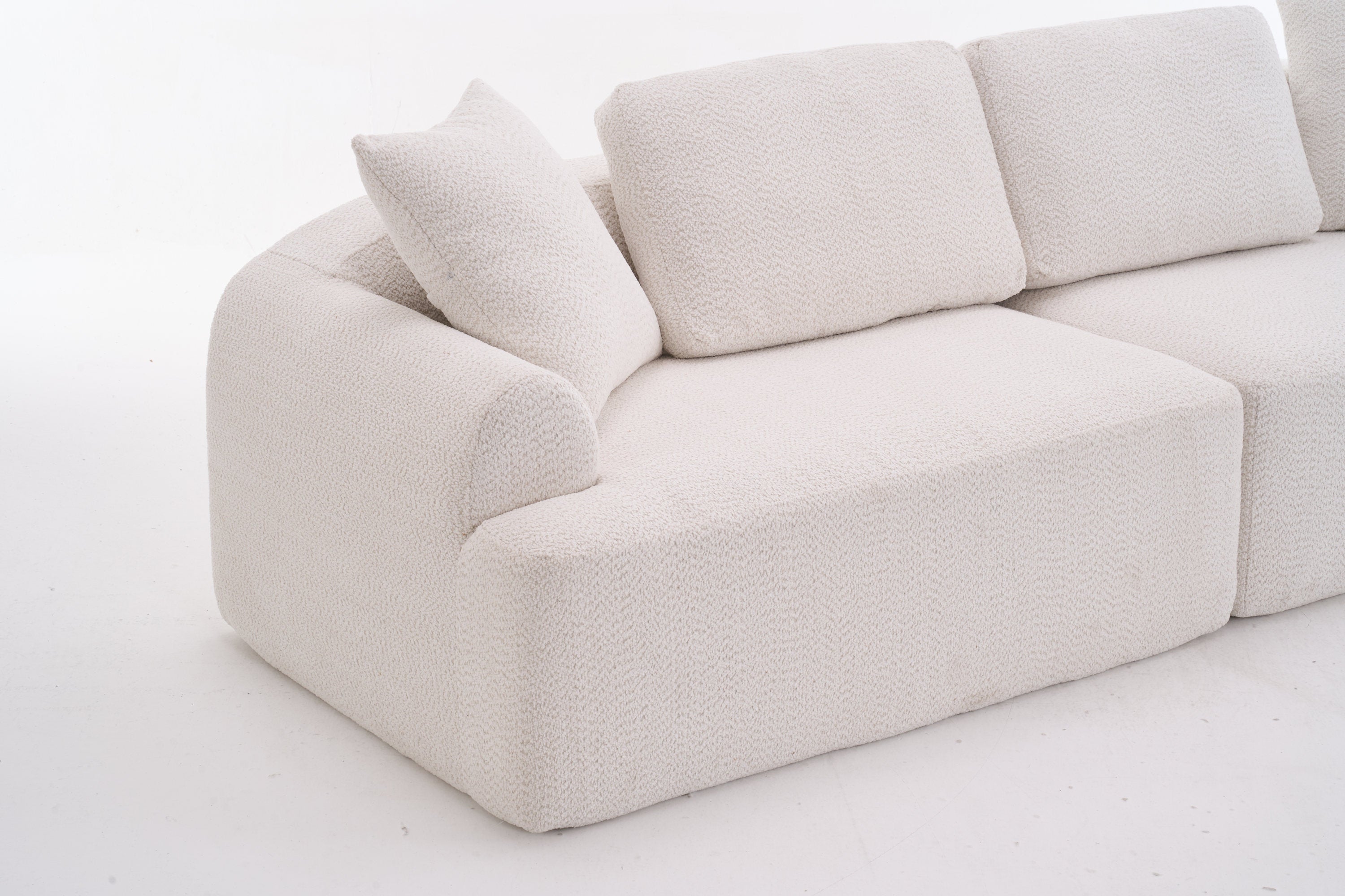 LY-024 BEIGE COMPRESSION SOFA: 4-seater combined sofa, Crochet Yarn Fabric, full sponge compression sofa,combined sofa with 4 pillows for home living/ Home Furniture/ Apartment