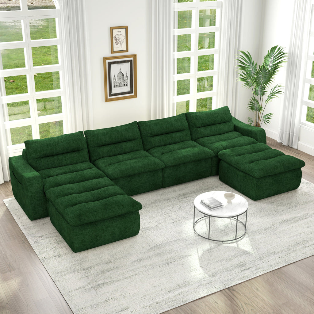 Compression combined sofa, modern lazy style combined sofa, comfortable beanbag sofa, can be combined at will, no need to assemble, suitable for living room-Green