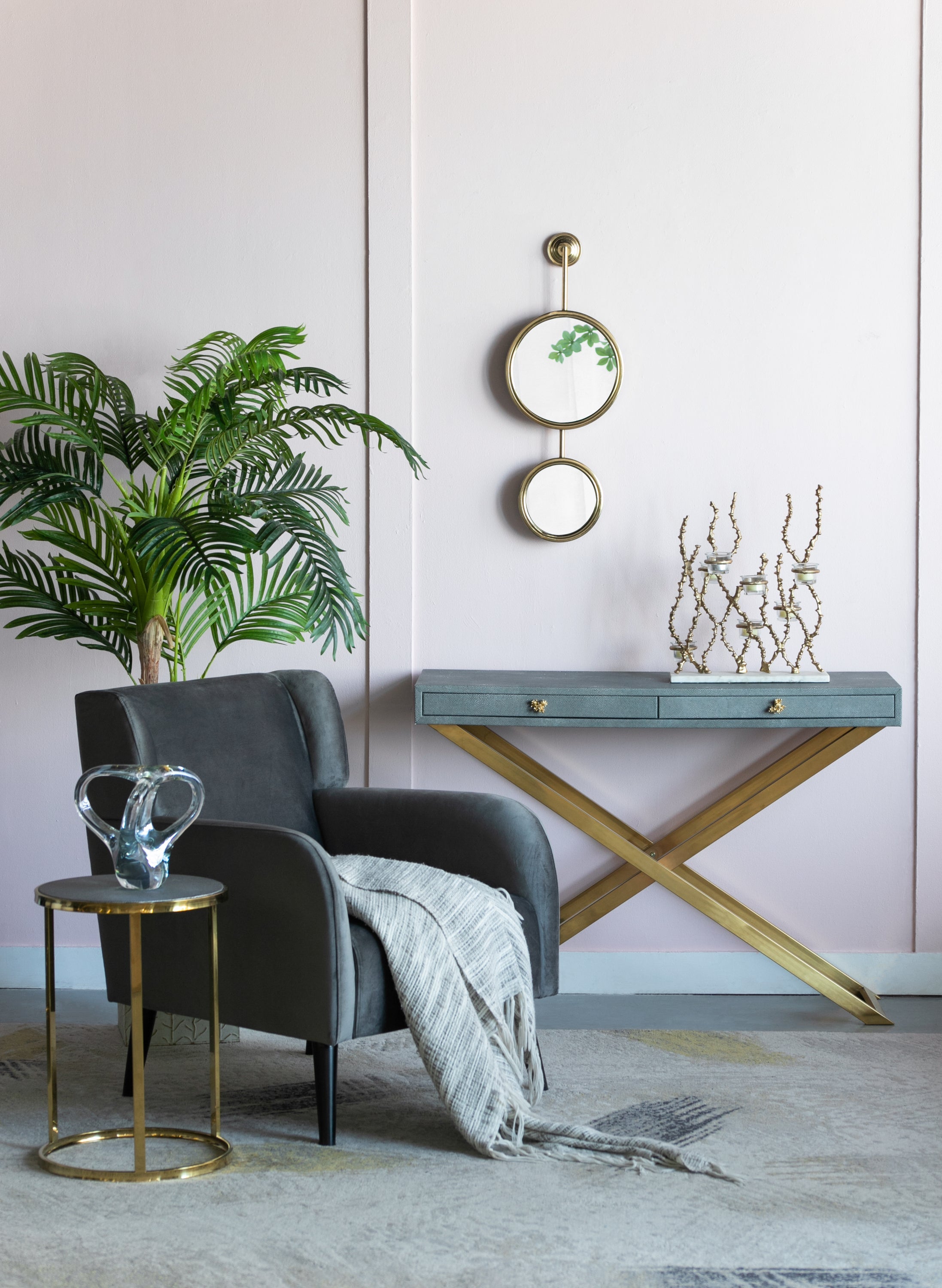 2 Circle Mirrors for Wall Decor, Unique Contemporary Wall Mirror for Living Room Bedroom Entryway,11" x 28.5"