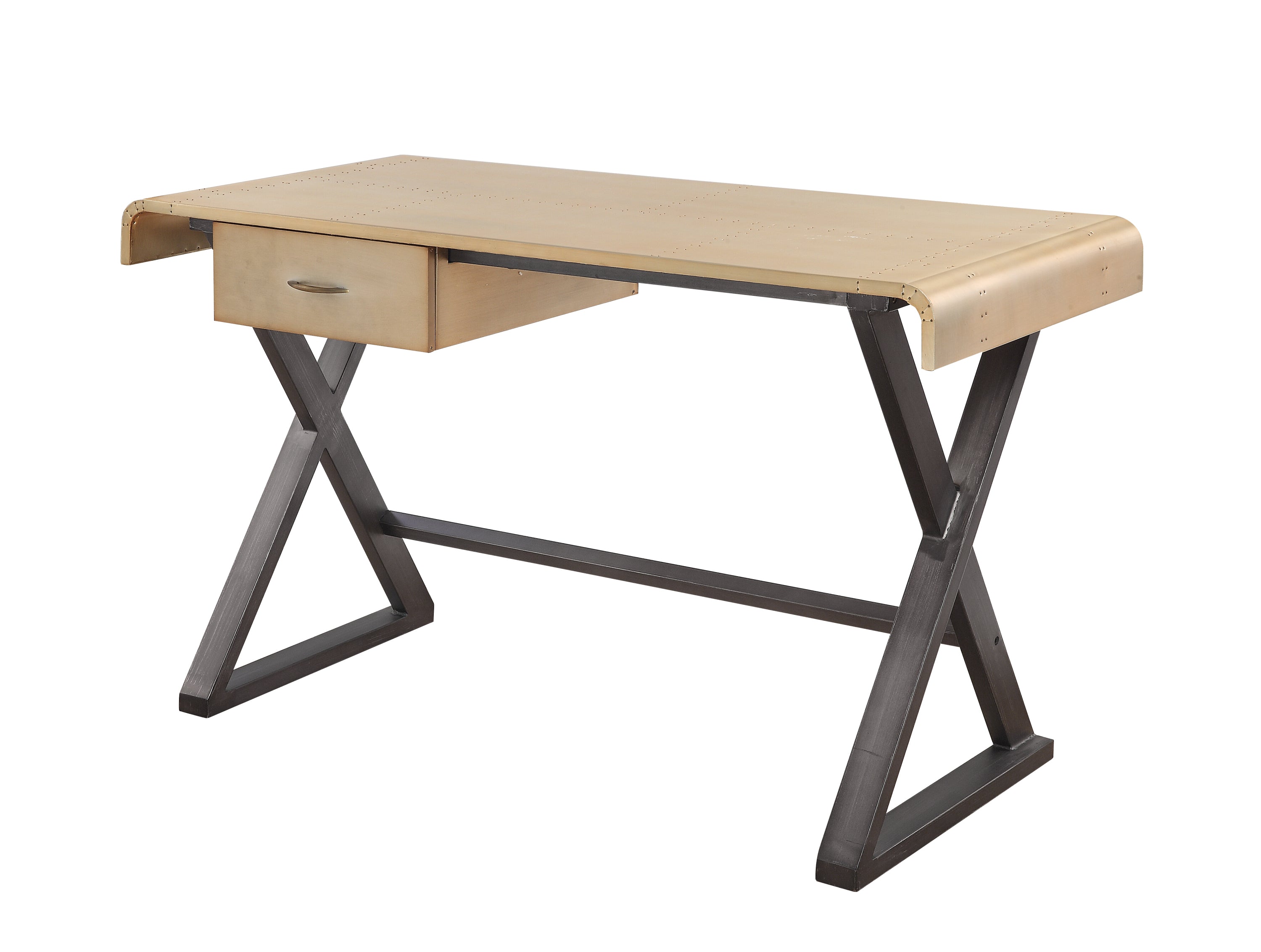 Danton Gold Aluminum Rectangular Writing Desk