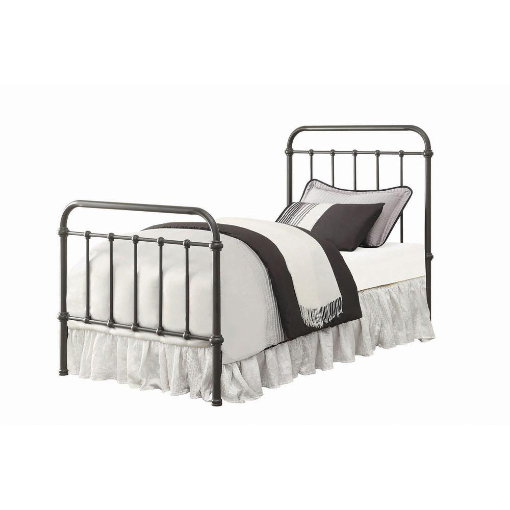 Dark Bronze Metal Spindle Twin Panel Bed