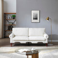 80-Inch Modern Velvet 3 seat Sofa with Wooden Legs & Crystal button and Copper Nail, Tufted Backrest, Perfect for Living Room, Bedroom, or Office (Beige)
