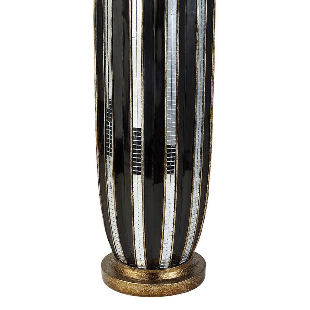 21" Tall Polyresin Decorative Vase, Gold finish with Mosaic Glass Stripes