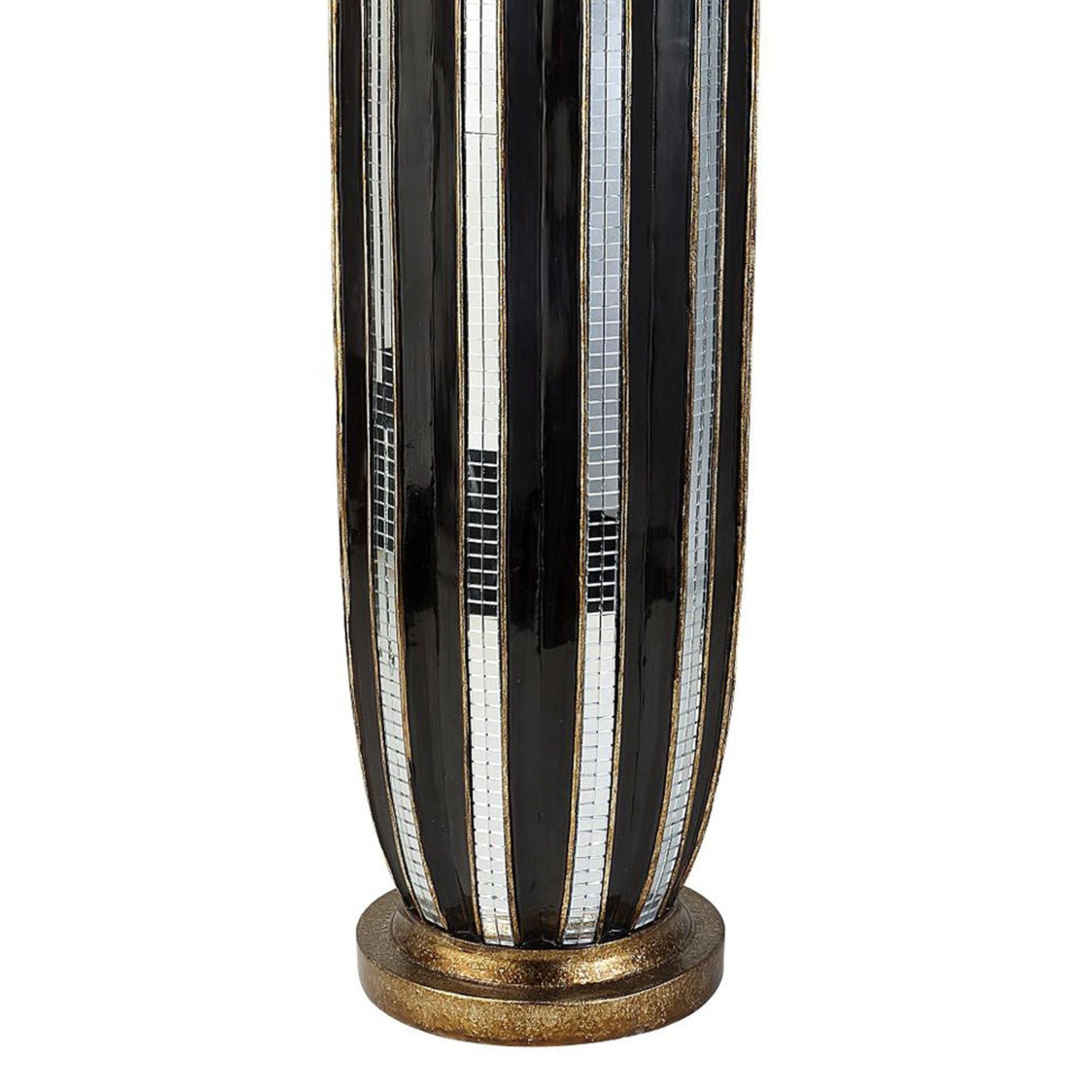 21" Tall Polyresin Decorative Vase, Gold finish with Mosaic Glass Stripes