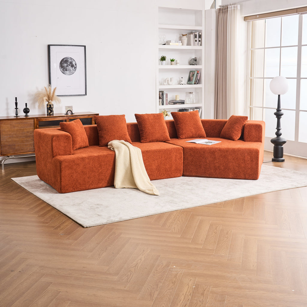 Memory Foam Couch, No Installation & Easy to Transport, Deep Seat Modern Sofa with Chenille Fabric, Couch for Living Room, Bedroom, Apartment, Home Office