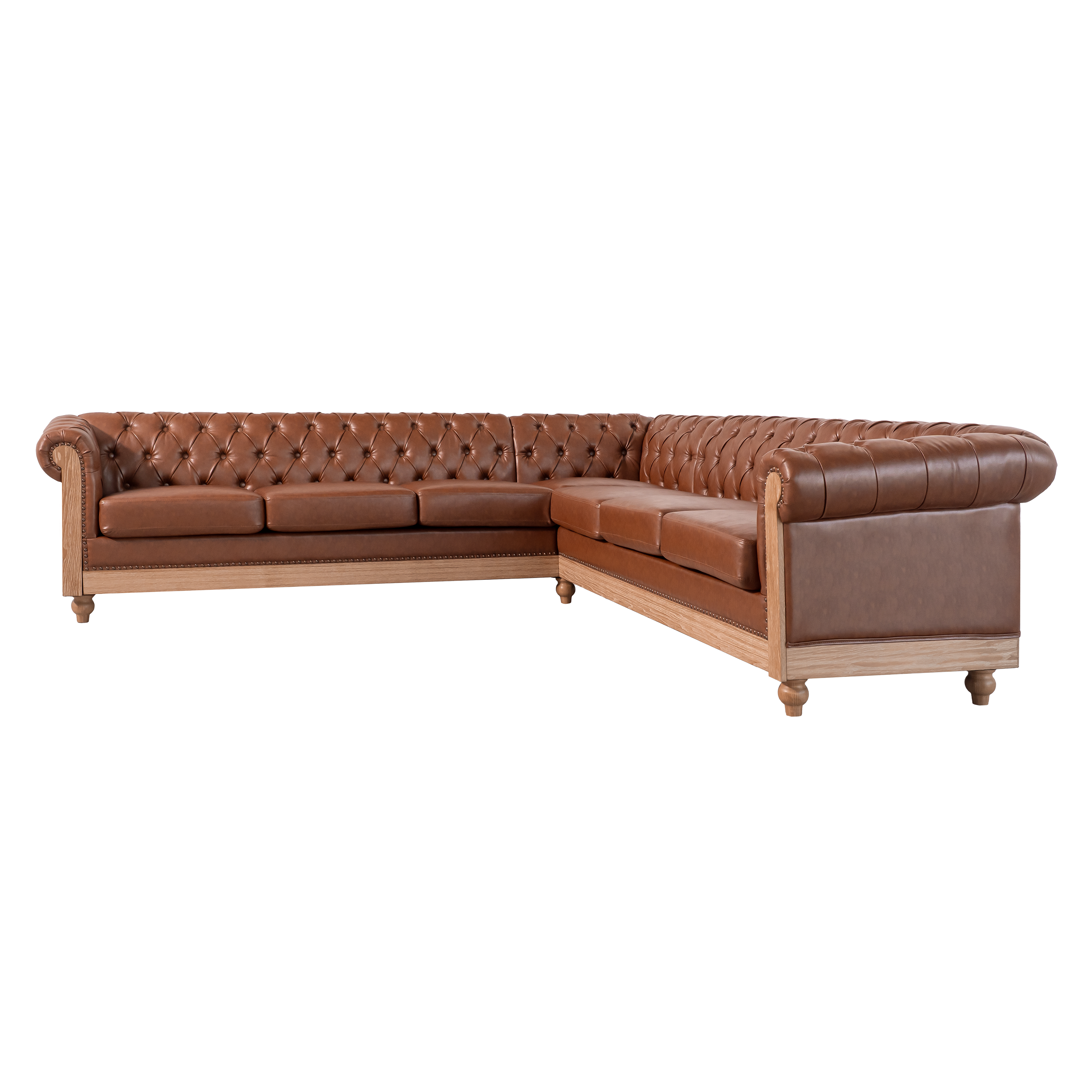 Mirod Comfy Large Sectional Sofa with Wooden Legs, Retro Style for Living Room
