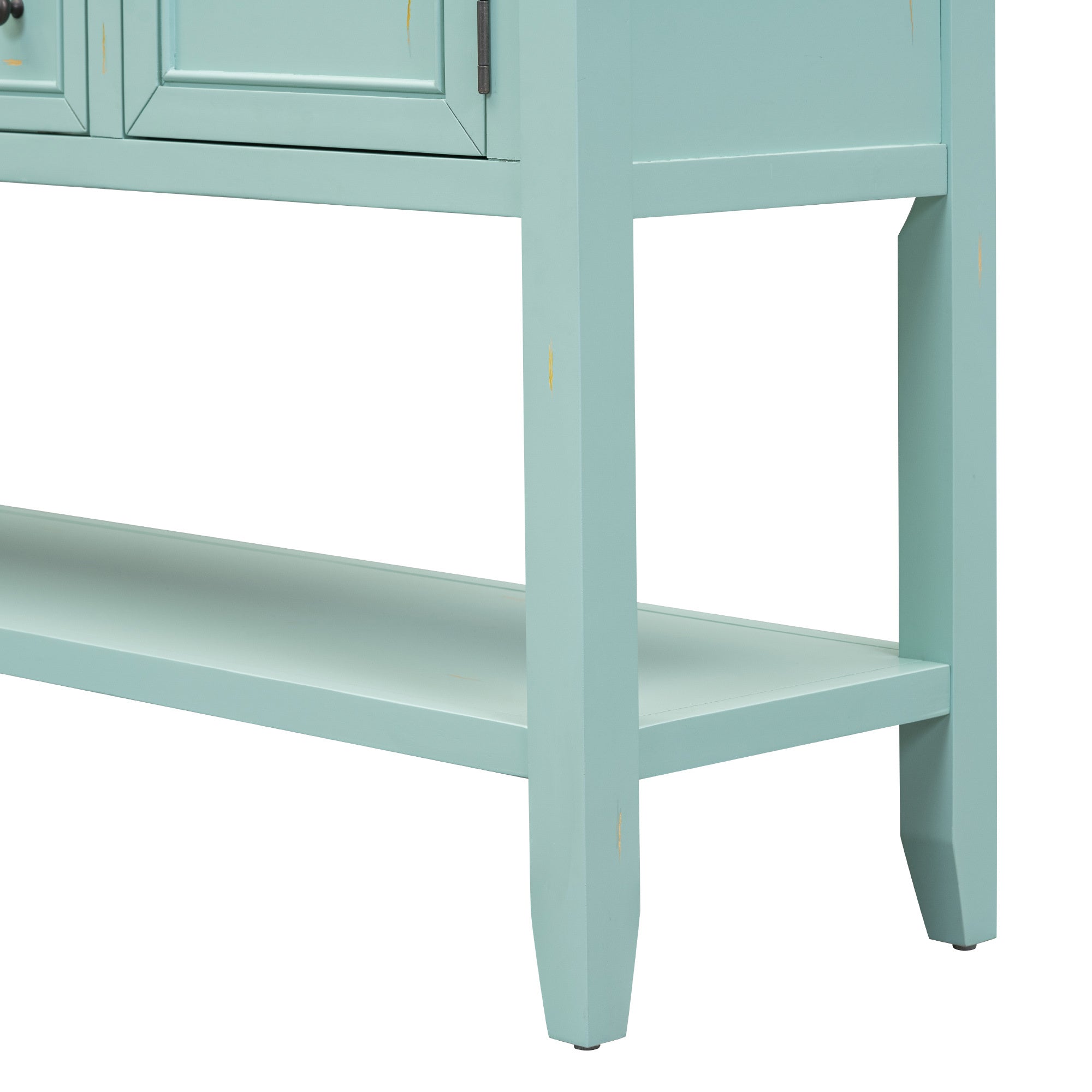 TREXM Cambridge Series  Ample Storage Vintage Console Table with Four Small Drawers and Bottom Shelf for Living Rooms, Entrances and Kitchens (Retro Blue, OLD SKU: WF190263AAC)