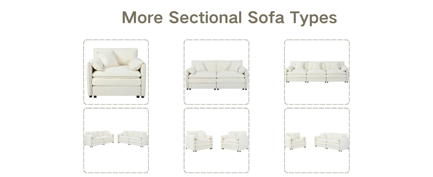 Oversized 41.73' Sofa Chair, Modern Upholstered Armchair with 1 Toss Pillow, Modular Sectional Sofa for Living Room, Deep Seat Reading Sofa for Bedroom Apartment, DIY Combination Chenille,Beige