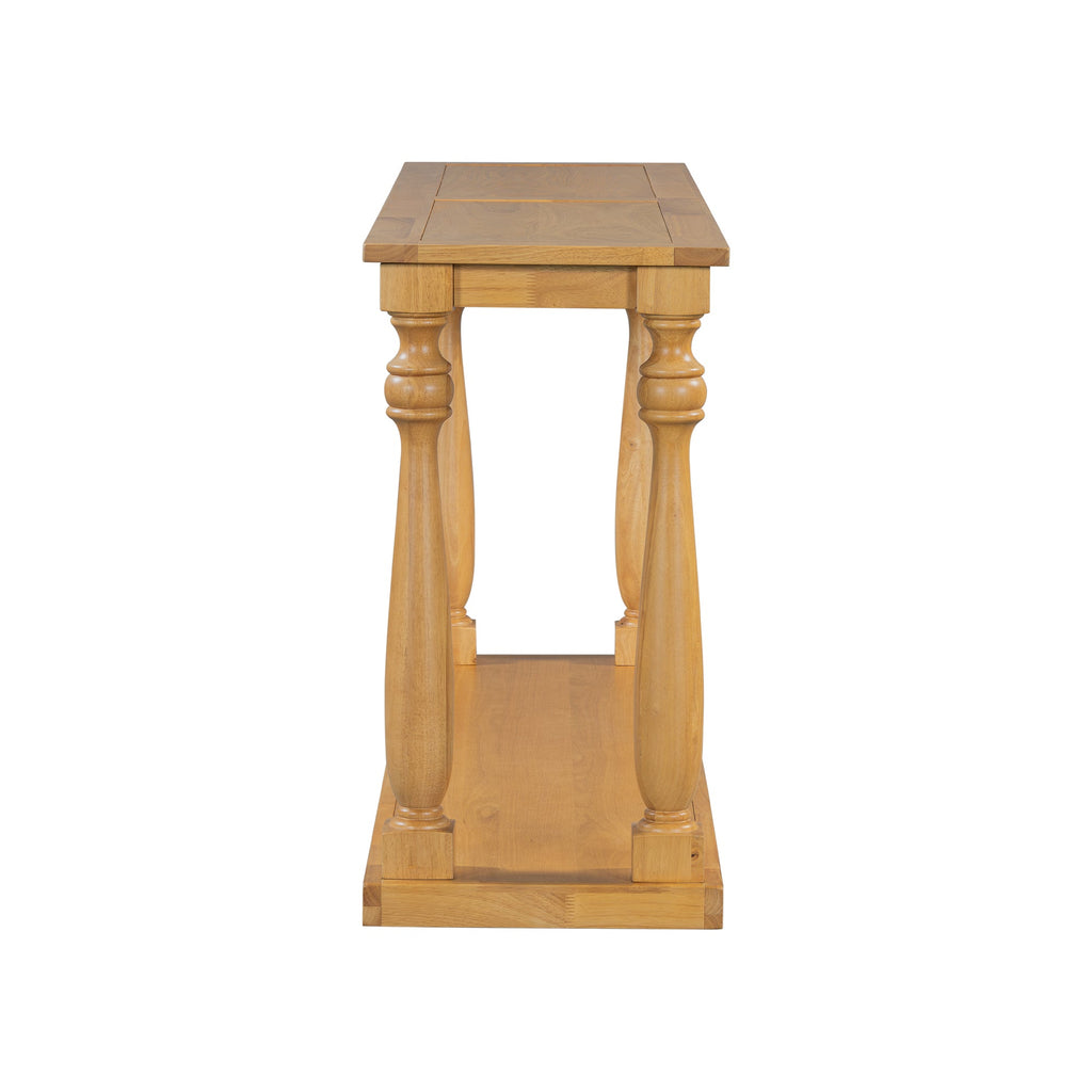 U_STYLE Vintage Wood Grain Console Table with Bottom Shelf and Four Vase Legs, Suitable for Entryway, Hallway, Living Room, Bedroom