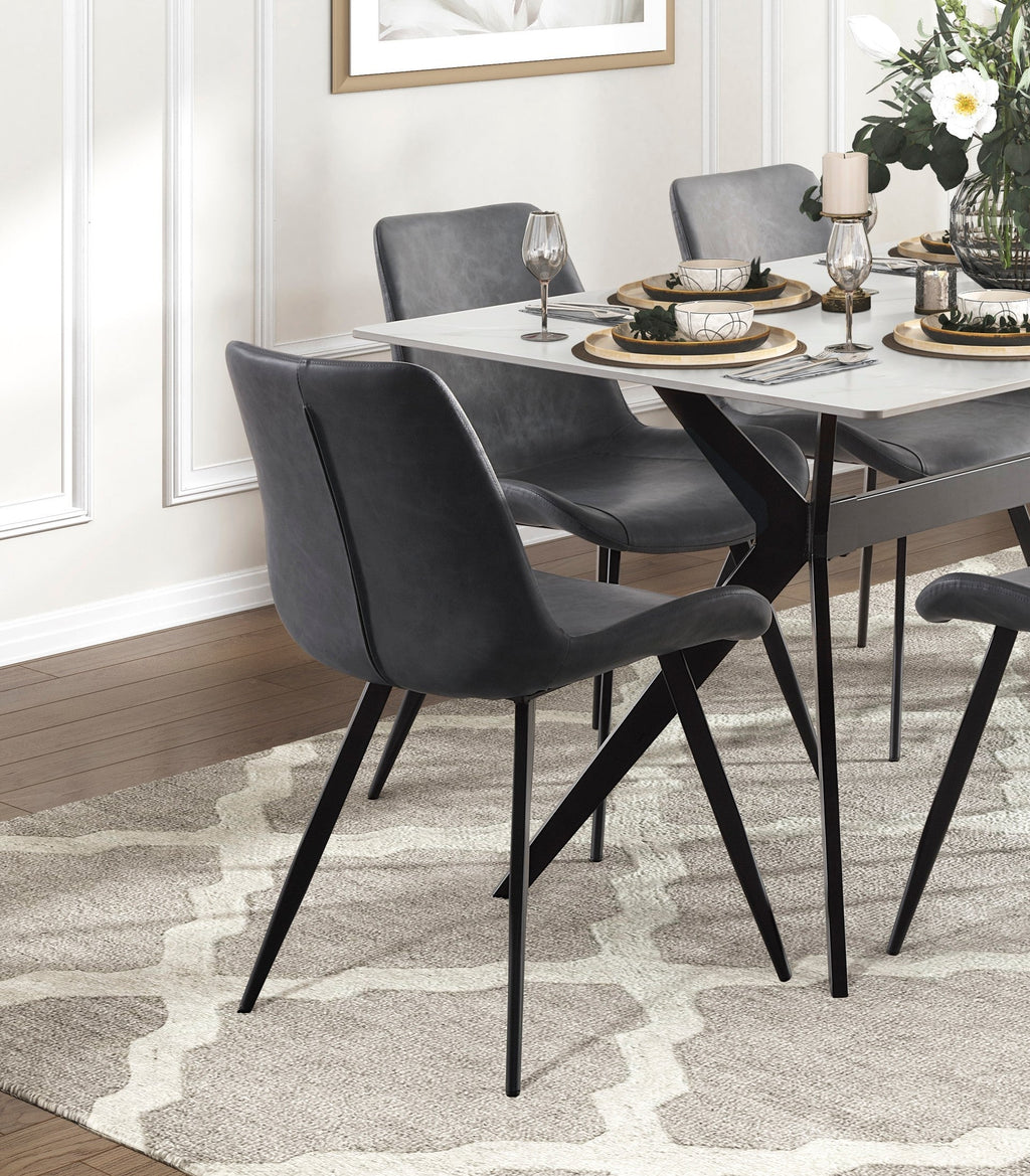 Modern Contemporary Dining Table 1pc Sintered Stone Tabletop Marble-Look Black Metal Legs Kitchen Dining Furniture
