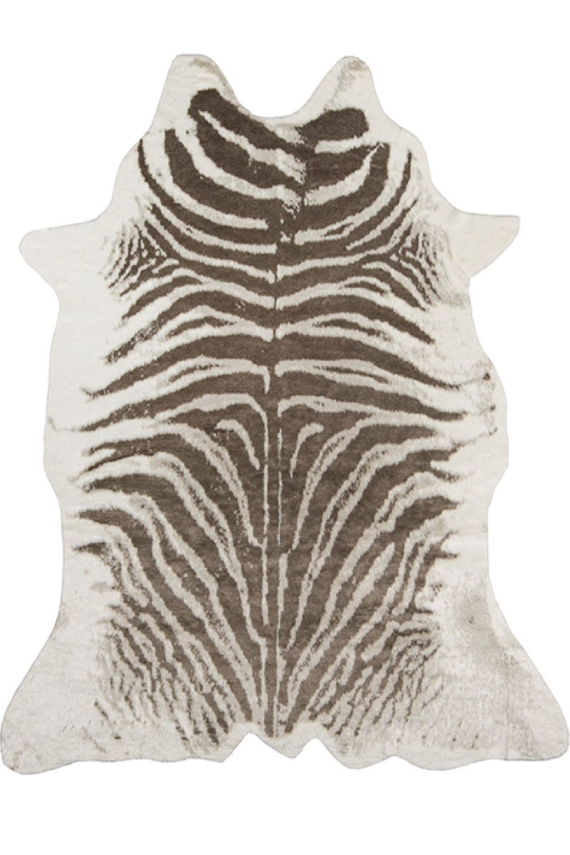 Zebra Hide‑Style Faux Fur Accent Rug