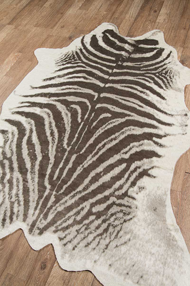 Zebra Hide‑Style Faux Fur Accent Rug