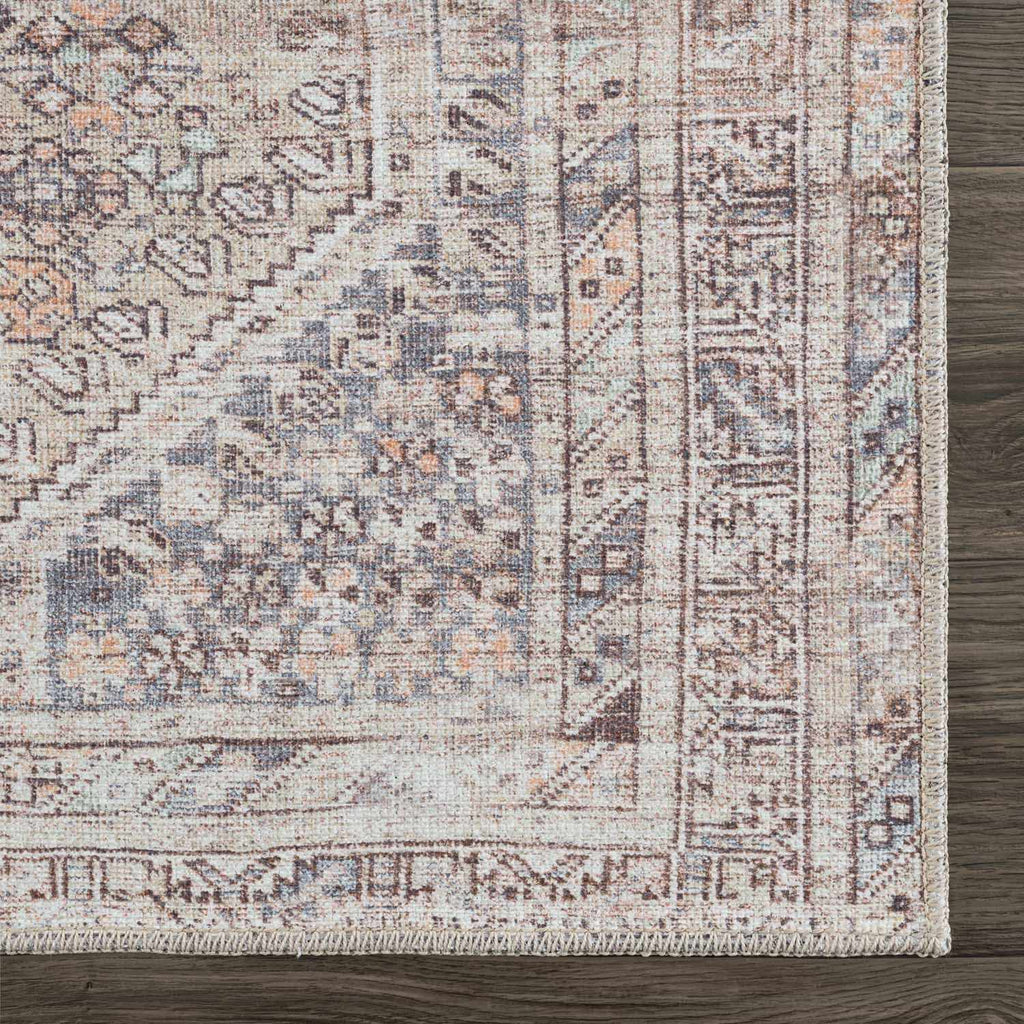 Barny Tan Flat Pile Washable Area Rug