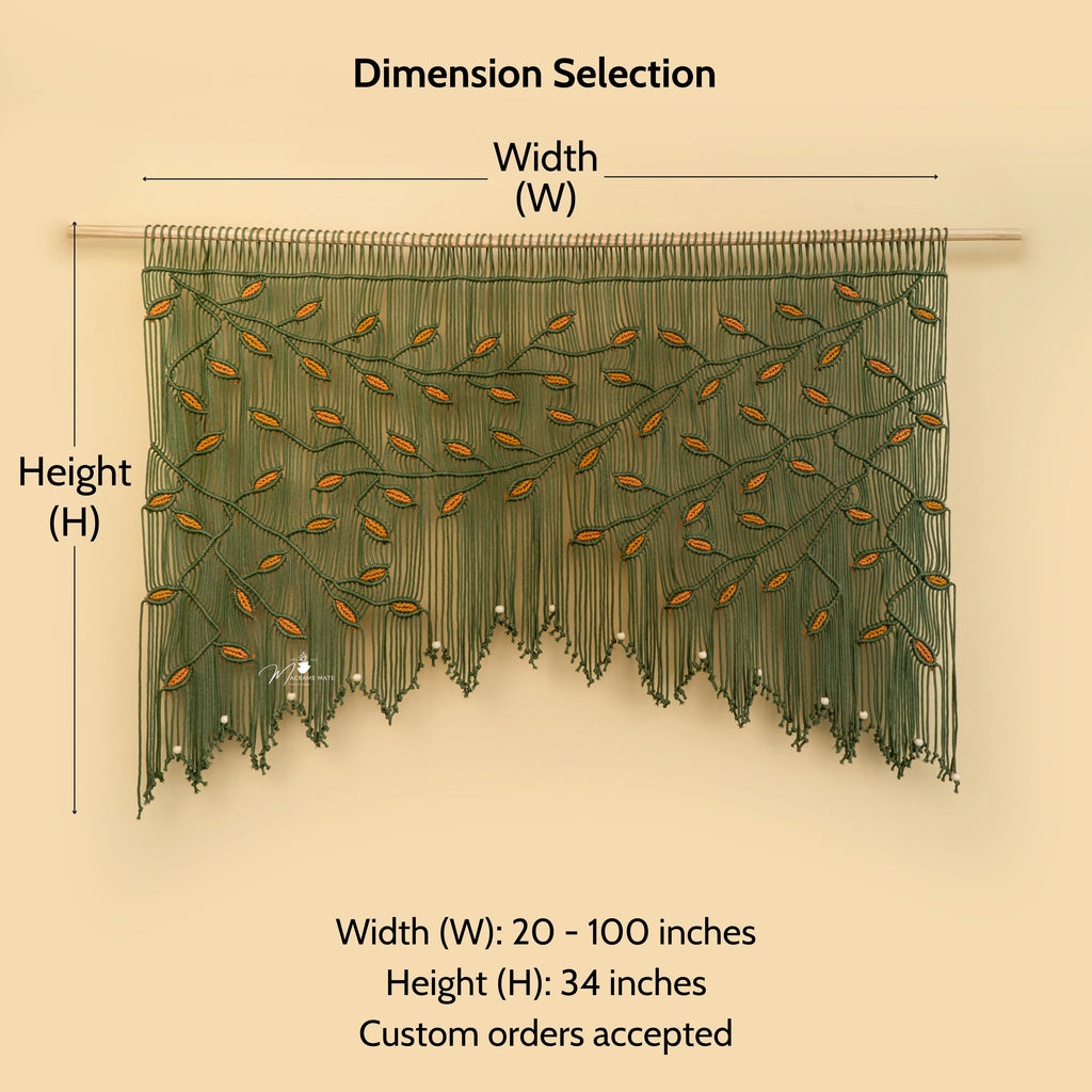 Aura Olive Mustard Macrame Window Curtain