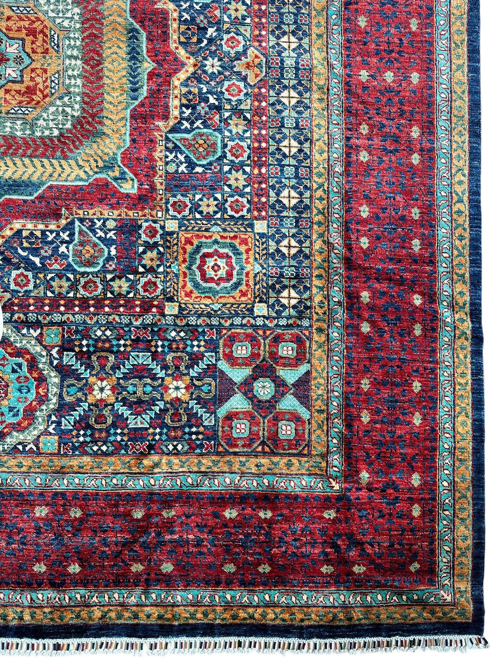 Hand-Knotted Mamluk Wool Rug – 8'4" x 9'9" – Intricate Geometric Masterpiece