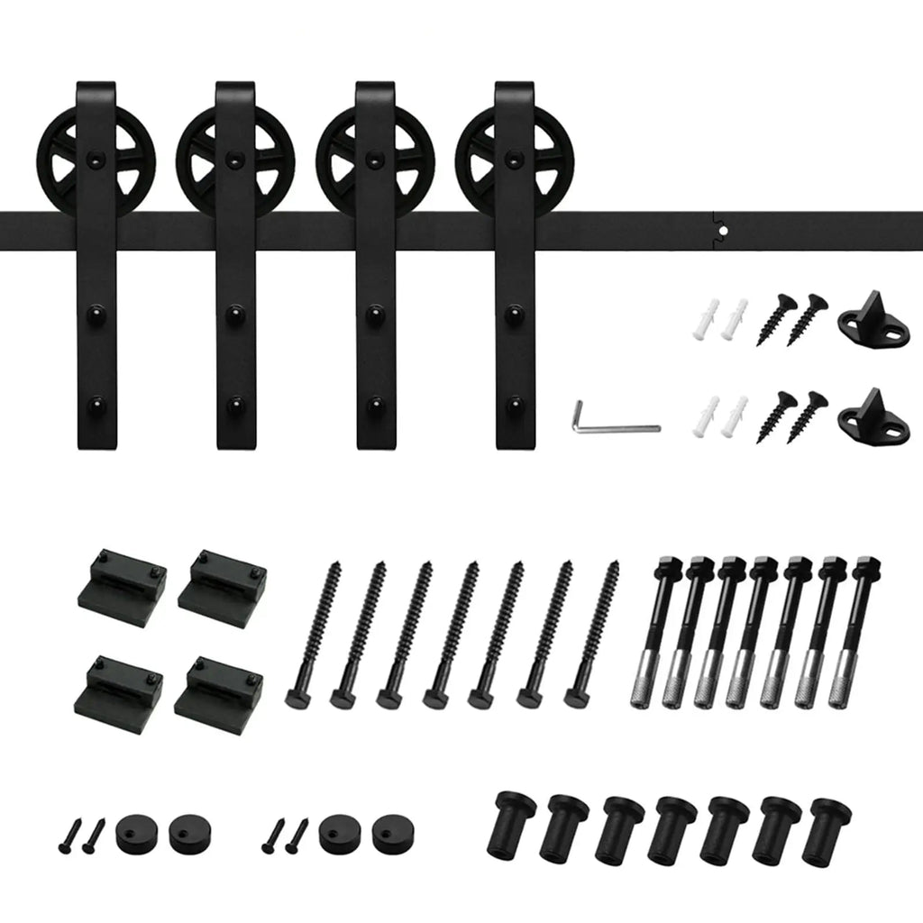 Big Spoke Wheel Roller Sliding Barn Door Hardware Kit (No Door)