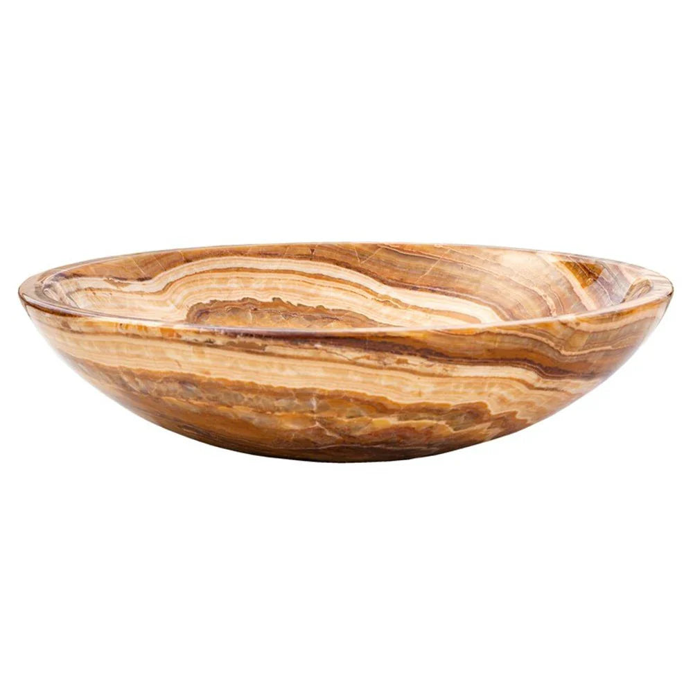 Brown Onyx Translucent Natural Stone Above Vanity Vessel Sink Polished (D)16" (H)4"