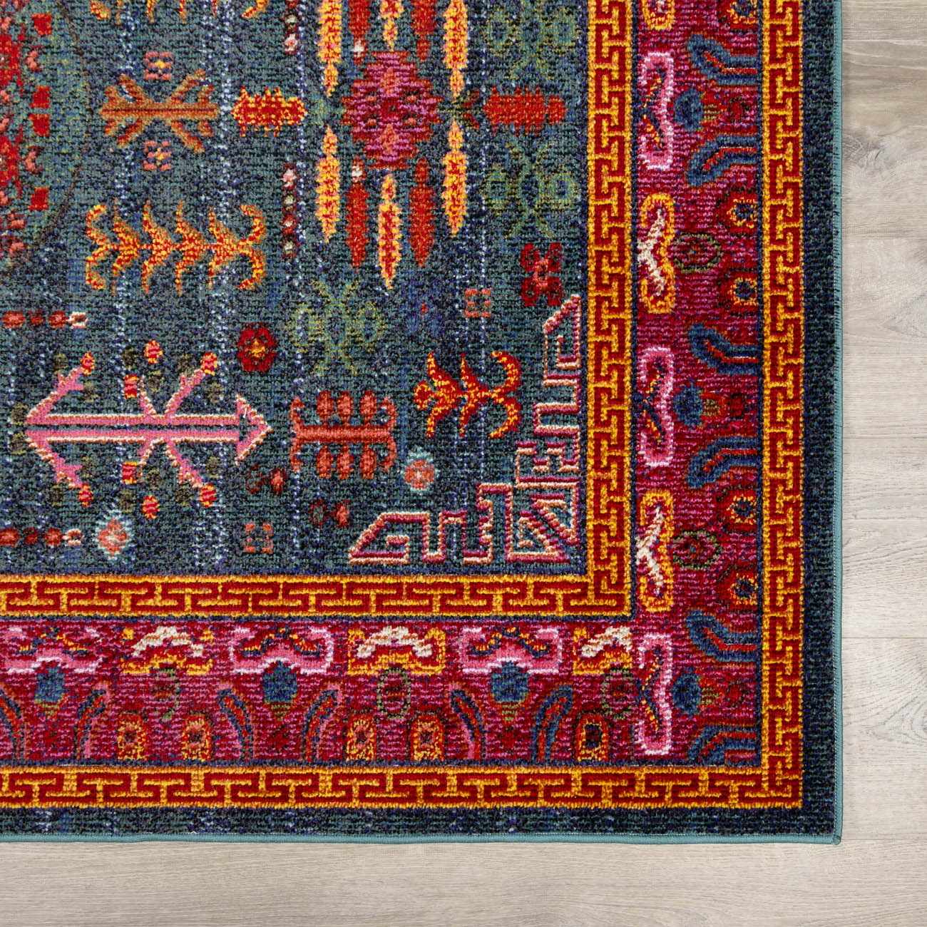 Cleveland Colorful Traditional Area Rug - Teal, Aqua, Navy