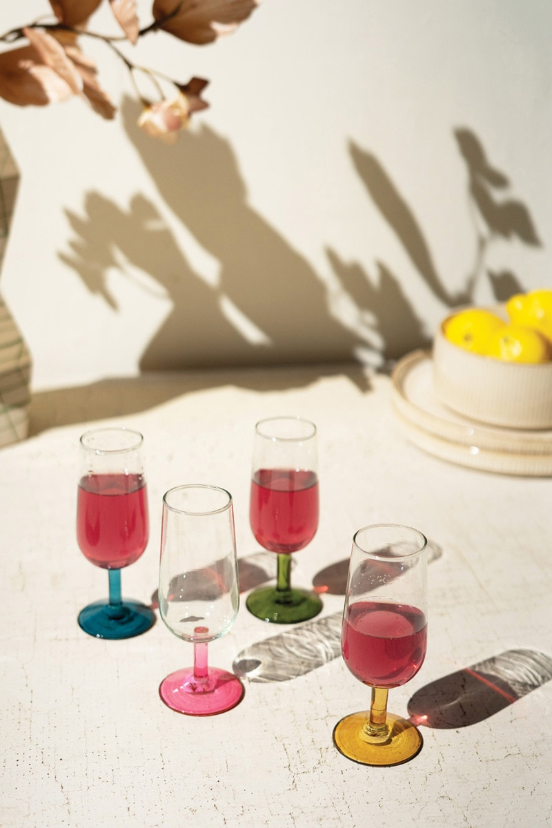 Havana Colored Stemmed Glasses, Set of 4