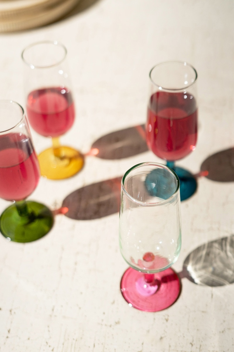 Havana Colored Stemmed Glasses, Set of 4