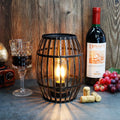 8"H Cordless Metal Wine Barrel Lamp(Black Brushed Gold)