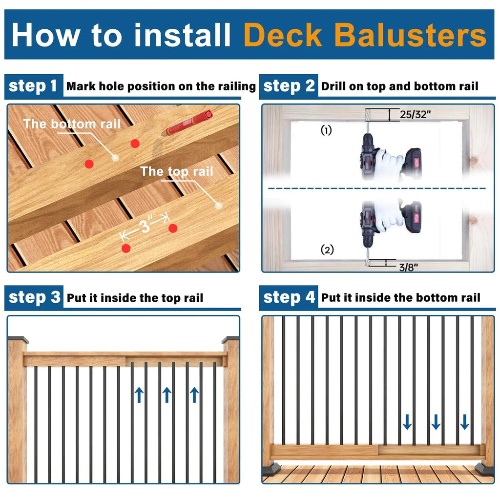Durable Hollow Deck Balusters with Screws
