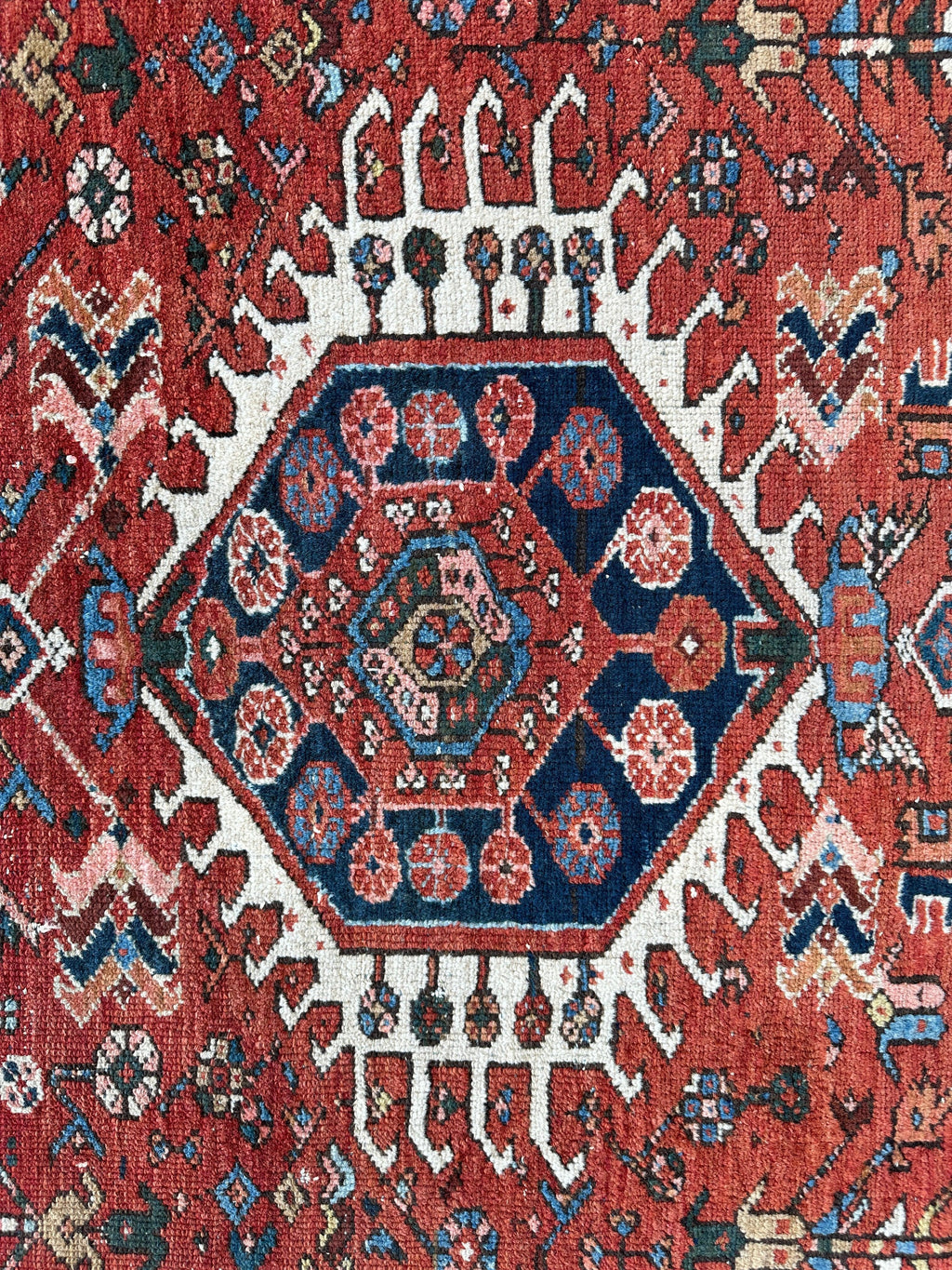 KARAJA Persian Antique Heriz Rug  4'9" x 6'