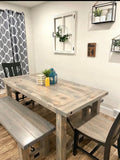 Turnbuckle Dining Table with Connected Post Legs