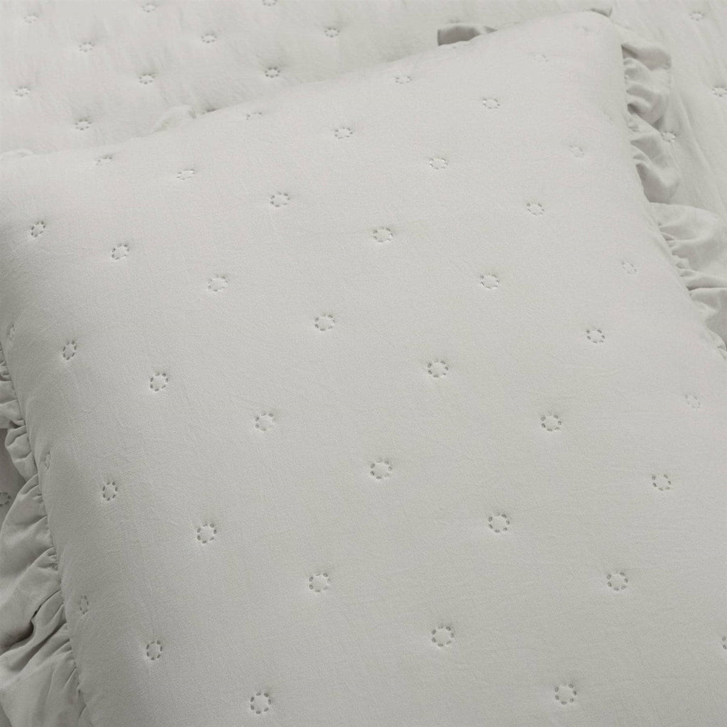 Full/Queen Lightweight Grey Ruffle Reversible Oversized 3 Piece Quilt Set