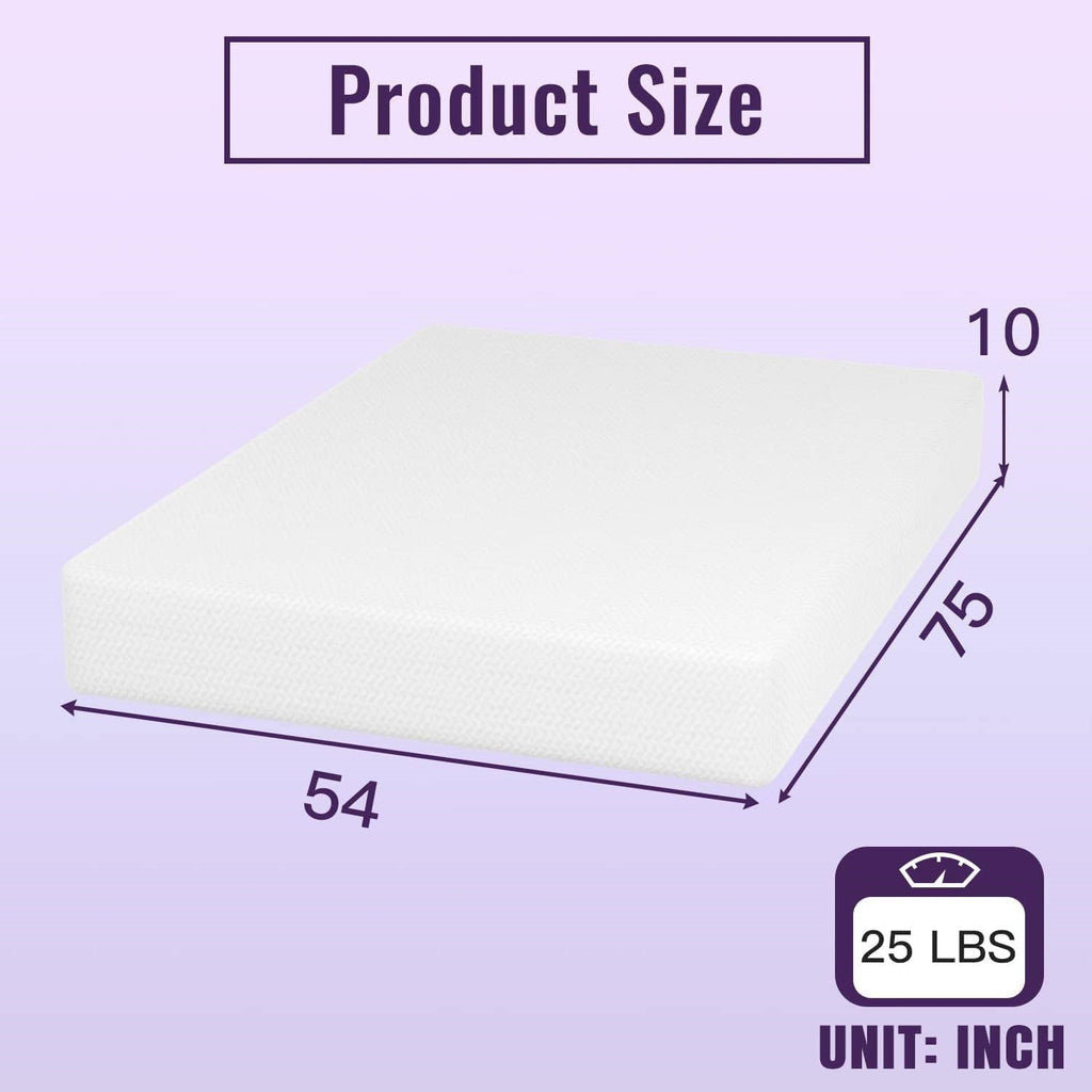 Full size 10-inch Charcoal Infused Memory Foam Mattress with Removable Cover