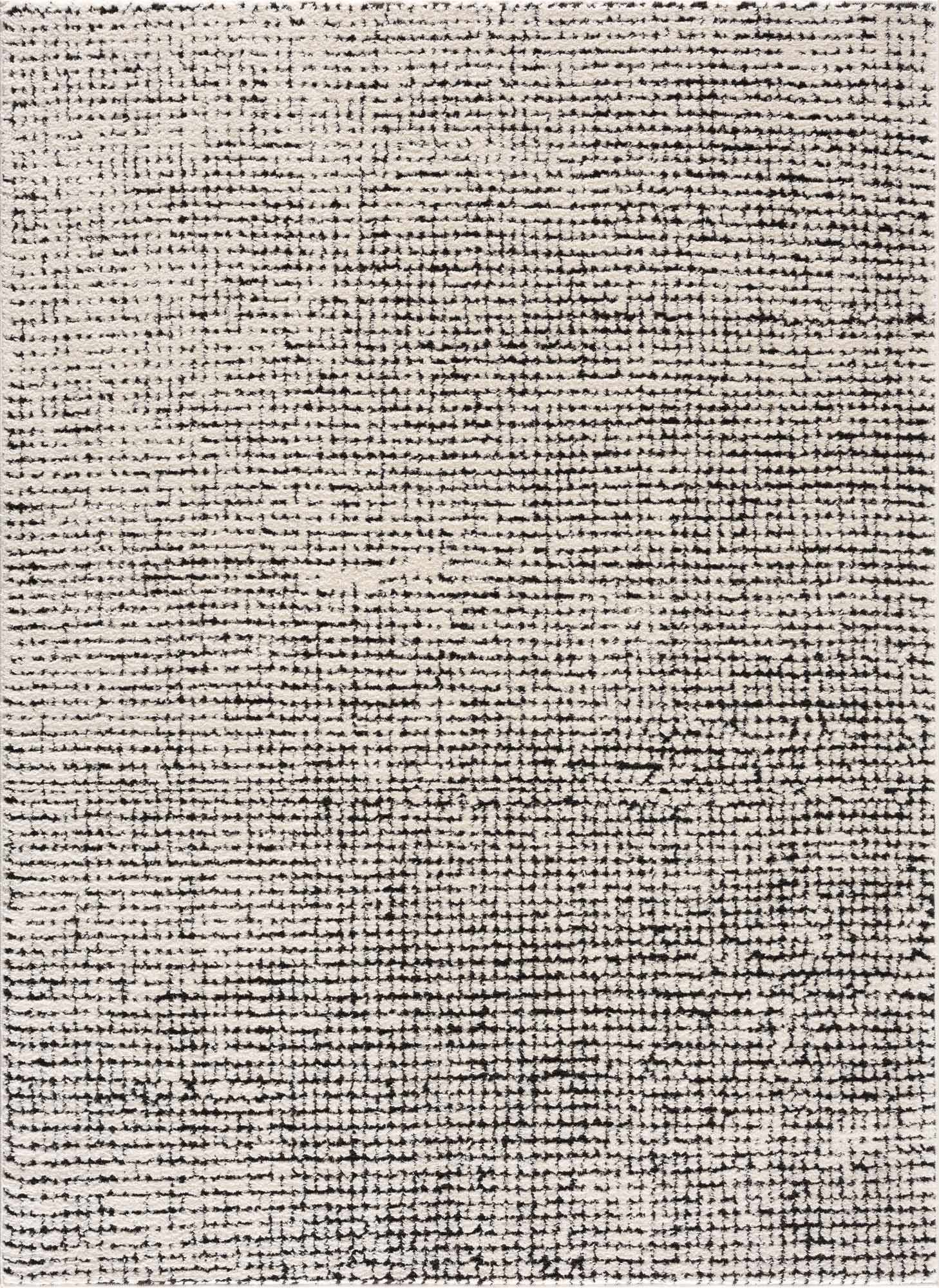 Keita Cream & Black Grid Plush Rug