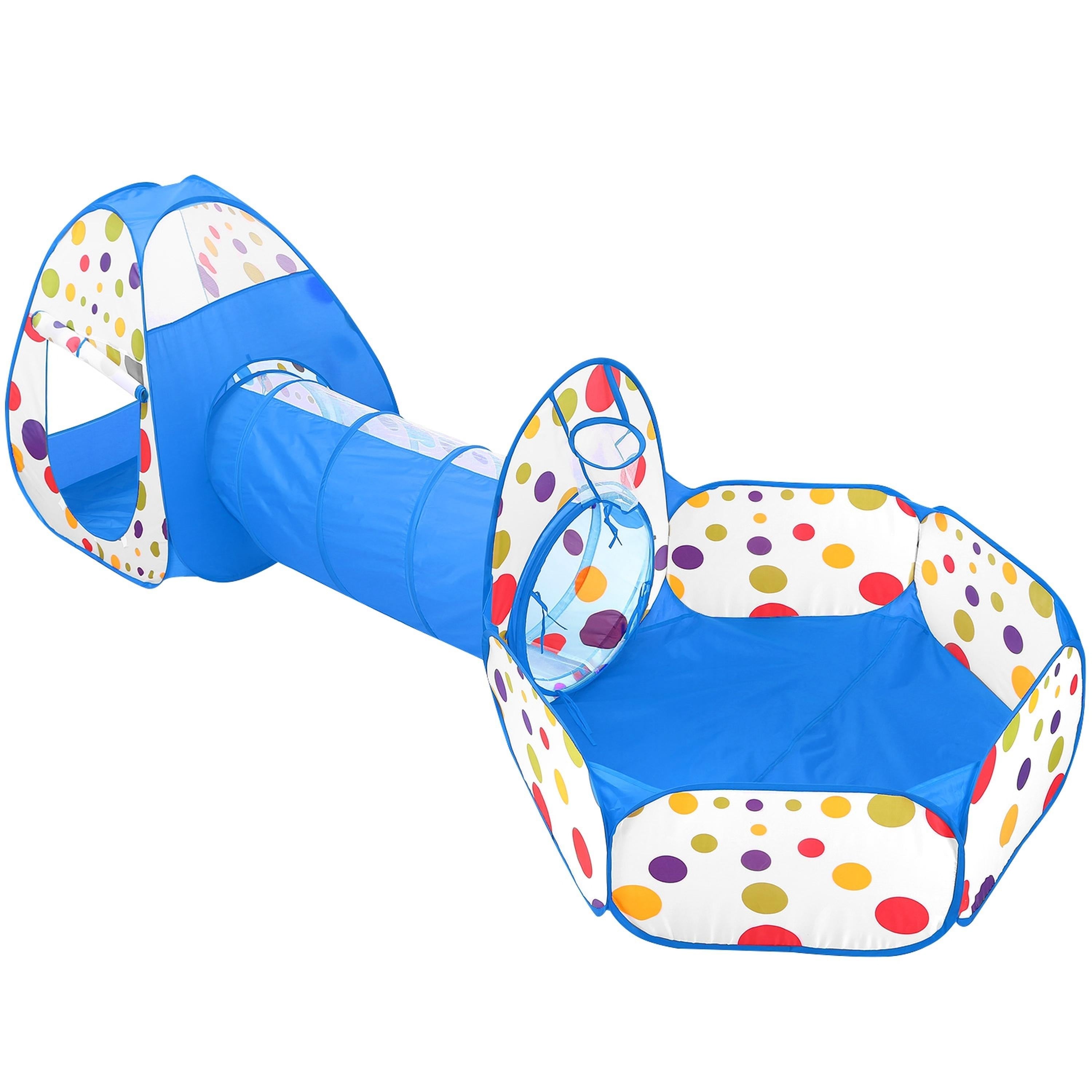 3 In 1 Child Crawl Tunnel Tent Kids Play Tent Ball Pit Set Foldable Children Play House Pop-up Kids Tent w/Storage Bag for Indoor Outdoor Travel Use