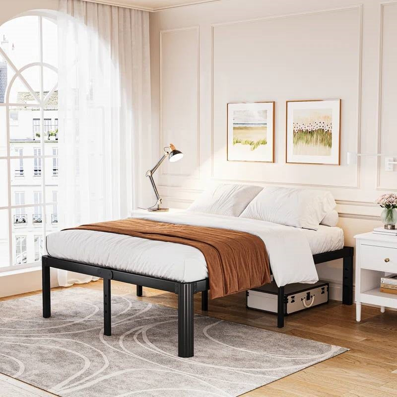 Full size Heavy Duty Metal Bed Frame Platform with Round Edge Legs