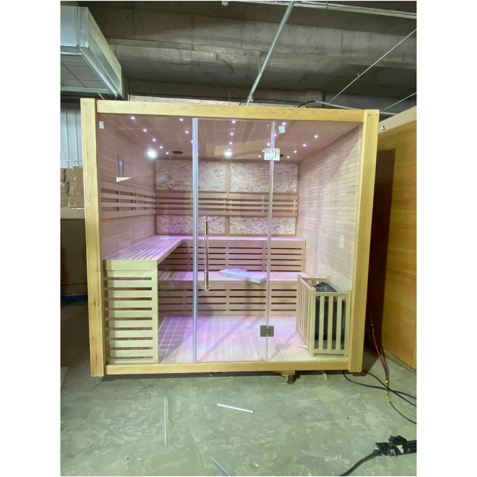 SAUNA EVOLUTION®  Hemlock / Red Cedar Indoor Therapy Wood Steam Sauna Rooms Glass 09