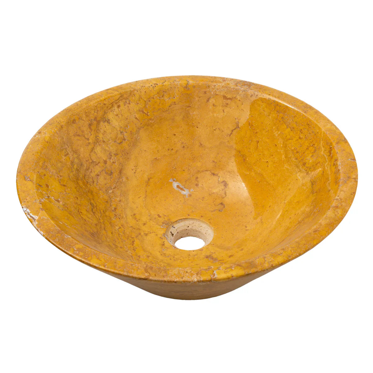 Golden Sienna Travertine V-Shape Tapered Above Vanity Bathroom Sink Polished