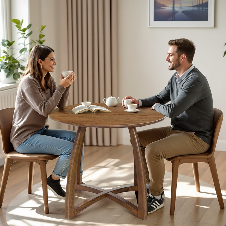 Alma 36 Inches Round Dining Table for 4, Mid-Century Modern Kitchen & Dining Room Tables
