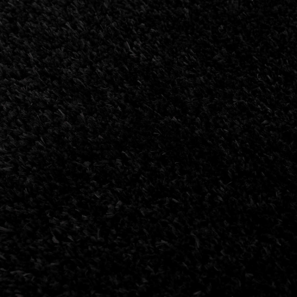 Faina Solid Black Shag Washable Area Rug - Clearance