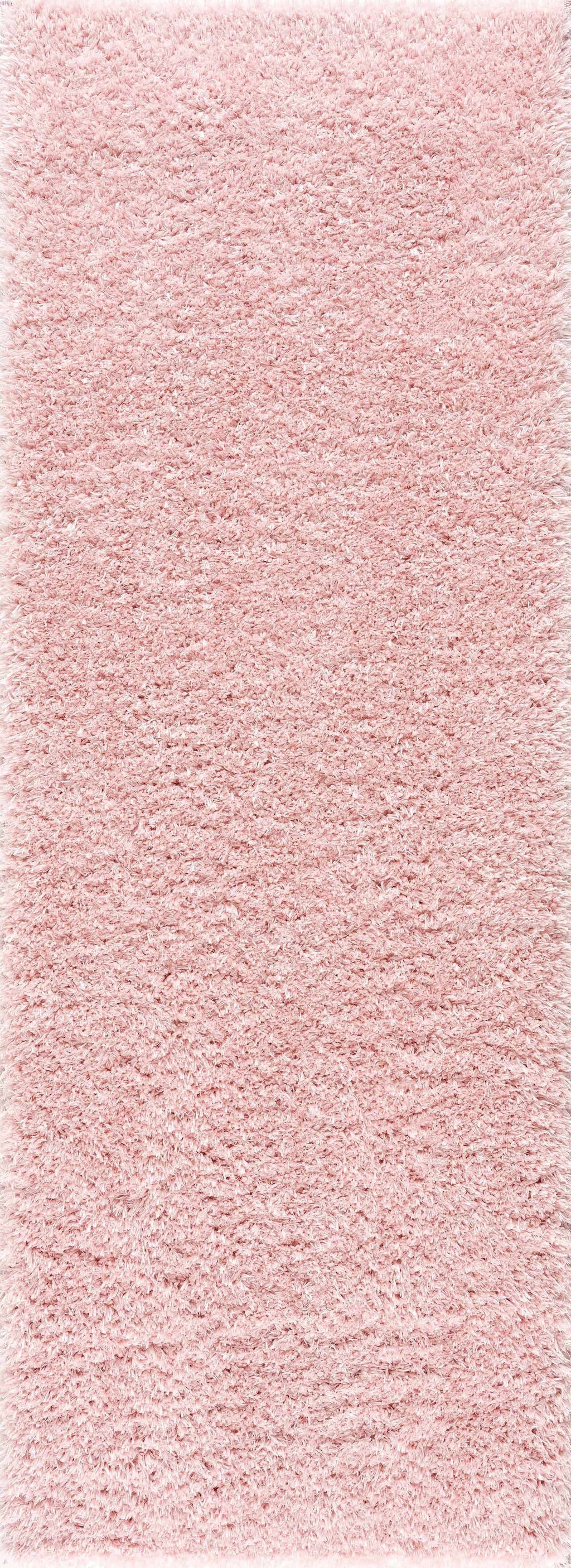 Faina Solid Pink Shag Washable Area Rug - Clearance