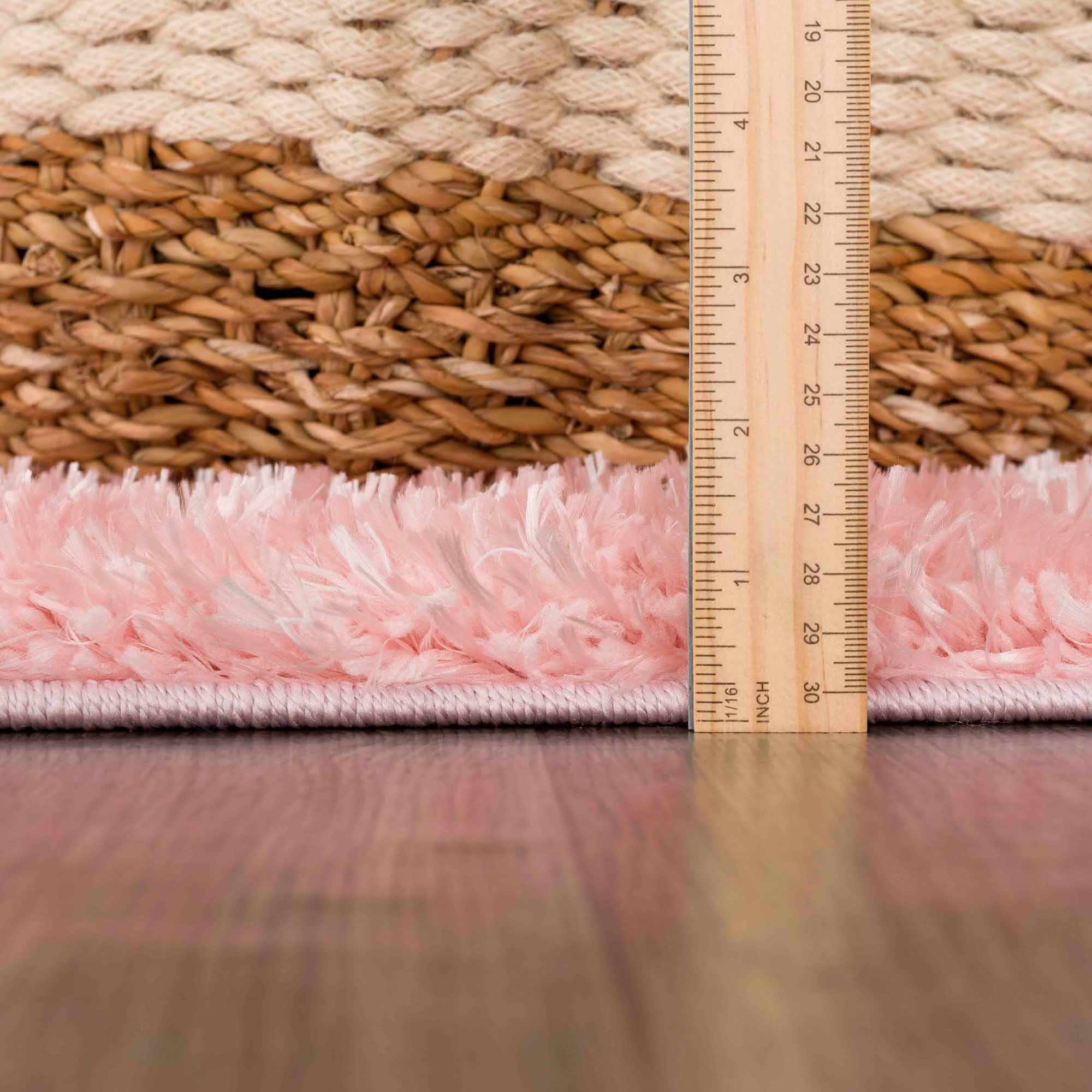 Faina Solid Pink Shag Washable Area Rug - Clearance