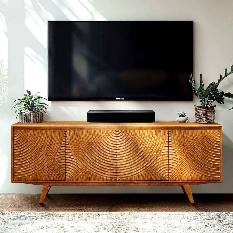 Acacia Harmony TV Stand with Storage for TVs up to 80 Inches