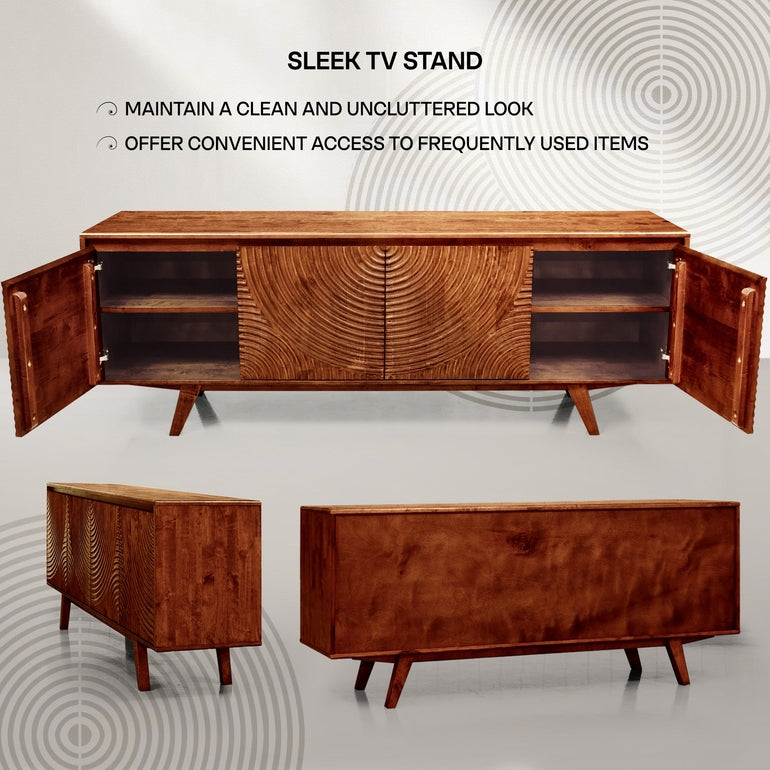 Acacia Harmony TV Stand with Storage for TVs up to 80 Inches