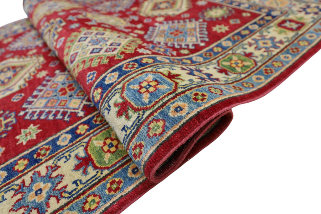 Hand-Knotted Afghani Kazak Wool Rug – 3’10″  x  6’0″