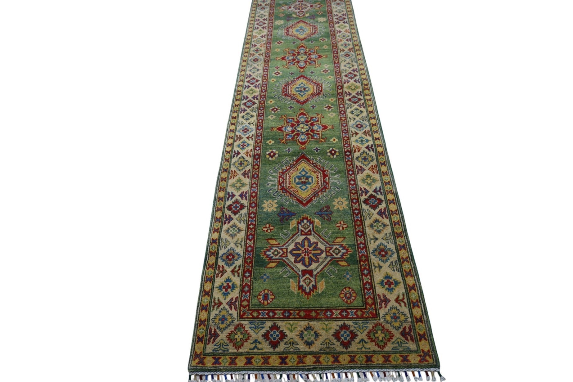 Hand-Knotted Afghani Kazak Wool Rug – 2’7″  x  9’8″