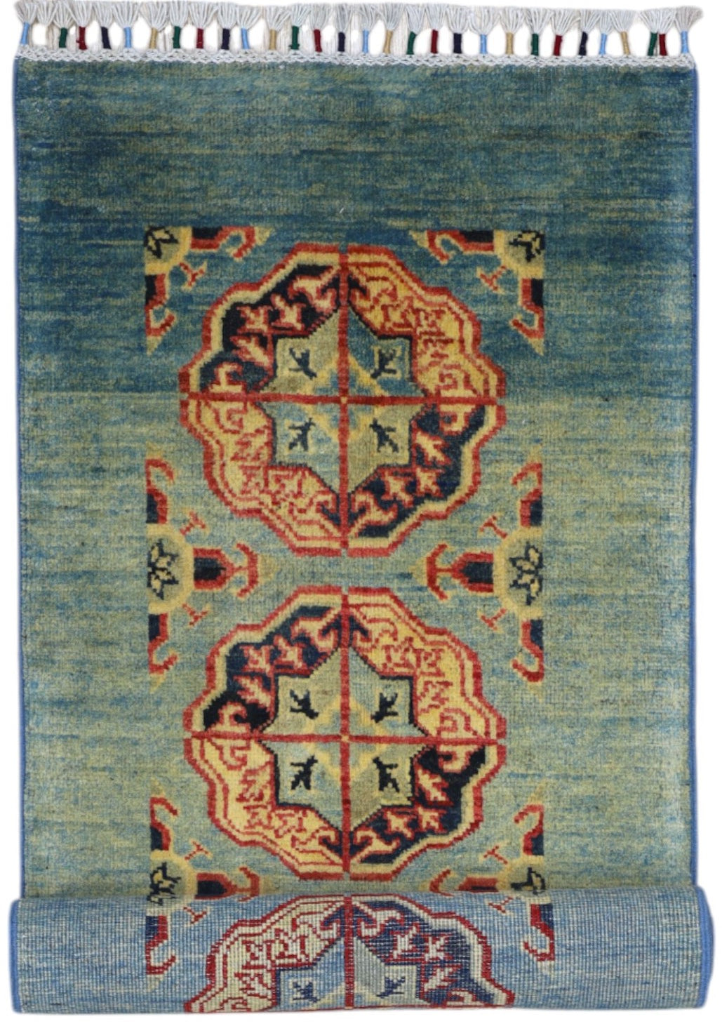 Hand-Knotted Afghani Kazak Wool Rug – 2’1″  x  5’7″