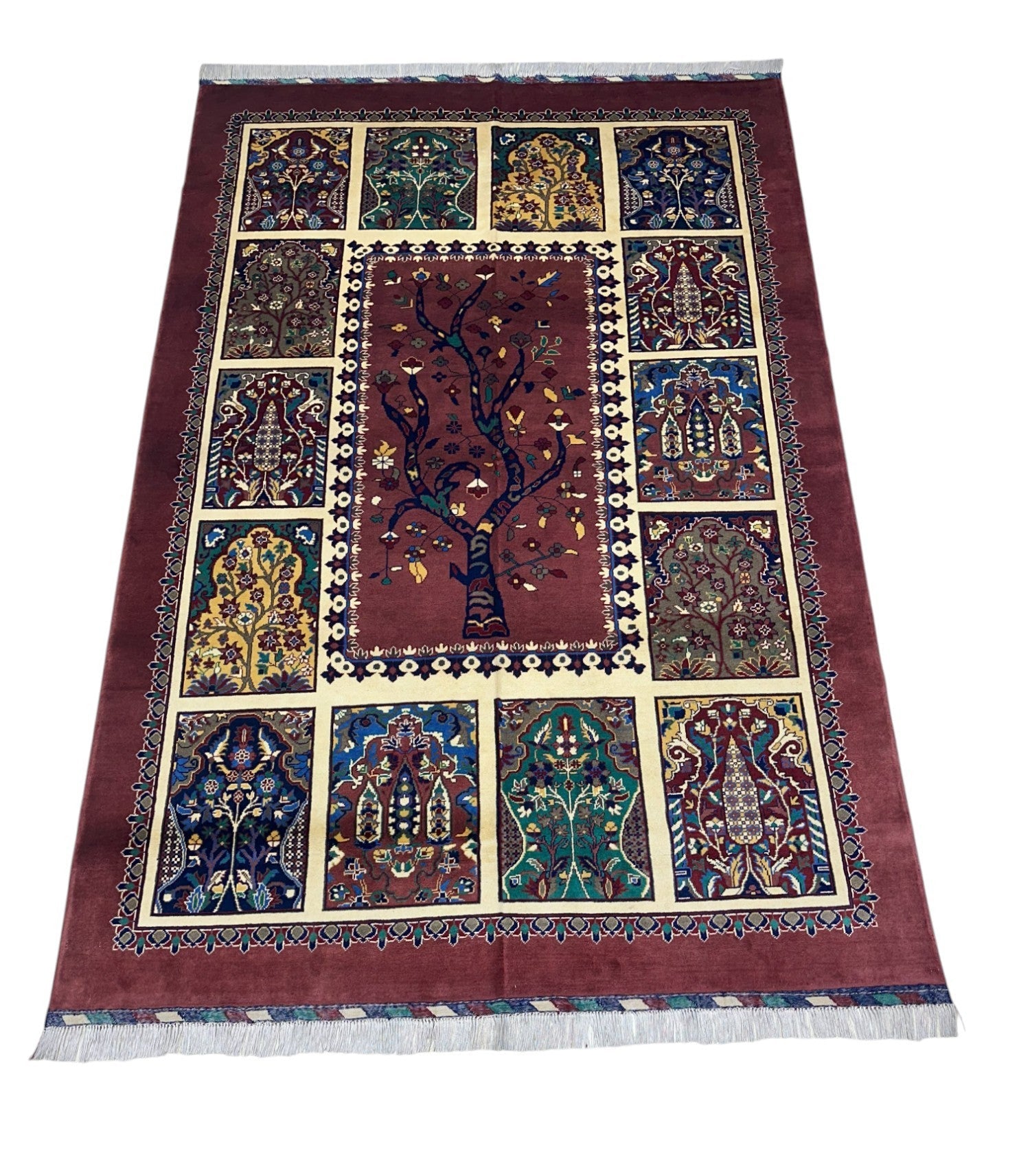 Hand-Knotted Afghani Tree of Life Wool Rug – 6’6″  x  9’6″